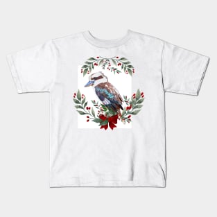 Kookaburra Australian Christmas Wreath Kids T-Shirt